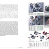 Two pages from Small Ambassadeurs by Schiffer Publishing, Ltd. show text on the left and images of fishing reels with model numbers and specs on the right. A wooden display box with reels is also featured among the product photos.