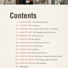 The table of contents page for Building Boston by Schiffer Publishing, Ltd. features a collage of a church, a historical painting, and city buildings above chapters on Boston landmarks, like Copley Square and the Boston Marathon tour, with red page numbers.