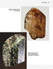 The Collector's Guide to Silicate Crystal Structures by Schiffer Publishing, Ltd. showcases an elongated brown silicate crystal and a green striated crystal with shiny reflections, both displayed on a plain white background with captions.