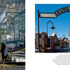 A split image from "Philadelphia" by Schiffer Publishing, Ltd.: left—people descending a staircase in a glass-roofed building; right—the iconic South Street entrance, ideal for Philadelphia photography enthusiasts.