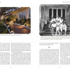 A two-page spread from "The Life and Times of Lilian J. Rice, Master Architect" (Schiffer Publishing, Ltd.): left, a dusk-lit path in Rancho Santa Fe; right, eight people on steps of a Lilian Rice house, with text along the bottom.
