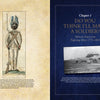 Left page: Illustration of a Buffalo Soldier in uniform with rifle. Right page: "Fighting for Uncle Sam" chapter title, black-and-white photo of African American soldiers; blue textured background. Published by Schiffer Publishing, Ltd.