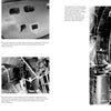 A two-page spread from B-17 Flying Fortress, Vol. 1 by Schiffer Publishing, Ltd. shows black-and-white photos of WWII aircraft interiors and equipment, including cockpit controls and panels, with detailed captions and aviation history context.