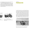 A two-page spread from Schiffer Publishing, Ltd. features the Harley-Davidson WLA with WWII text, technical diagrams, and four black-and-white photos of soldiers with these motorcycles and sidecars. Chapter: Preparing for War.