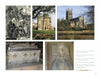A collage with five images from "Great Britain’s Royal Tombs" by Schiffer Publishing, Ltd.: a medieval King John illustration, stone castle ruins, riverside cathedral, carved tomb of an English monarch, and painted medieval panel of a crowned figure.