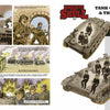 A vivid WWII graphic non-fiction scene from Knights of the Skull, Vol. 1 by Schiffer Publishing, Ltd.: comic-style art with German Panzer forces, Allied soldiers, tank battles, crew positions, and labeled, descriptive illustrations.
