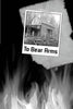 A black-and-white photo of a rustic log cabin pinned to a scorched background with rising flames evokes classic Kentucky ghost stories. Beneath the photo, "To Bear Arms" appears. Campfire Tales Kentucky by Schiffer Publishing, Ltd.