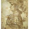A profile sketch of a stern man in ornate armor and plumed helmet, Da Vinci Enigma Tarot style, on faded parchment. Below is the text “IV EMPEROR.” From Schiffer Publishing, Ltd.