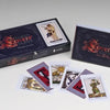 The Tarot Lovers’ Tarot by Schiffer Publishing, Ltd. features an open box, booklet, and vibrant cards displayed on a white background—an ideal deck for exploring tarot card meanings with colorful illustrations and bold designs.