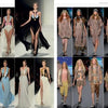 A two-page spread from *The SFP LookBook: Mercedes-Benz Fashion Week Spring 2014 Collections* by Schiffer Publishing, Ltd. features models in swimsuits, gowns, and patterned casual wear, capturing the season's top runway trends.