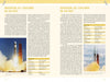 Project Apollo from Schiffer Publishing, Ltd. features two pages on Saturn IB missions AS-203 and AS-202, including text, mission data tables, and launch photos with vivid yellow and white backgrounds evoking Apollo-era space exploration.