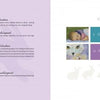 A book spread from "Rupert's Tales: Learning Magick" by Schiffer Publishing, Ltd. shows a lavender dedication page in cursive and a white Contents page with colorful section boxes, plus small baby and cat images—ideal for inspiring magical imagination.