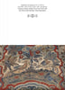 An upside-down tapestry image of two birds among foliage with a decorative border, from "Birds in the Barnes Foundation" by Schiffer Publishing, Ltd., appears on art notecards with exhibition info printed above, also upside down.
