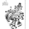 A detailed black-and-white technical diagram of a Schiffer Publishing, Ltd. Diesel Engines fuel injection pump shows labeled internal parts, with a key on the left and descriptions on the right side of the page.