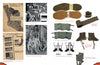 A collage from "Ruhetag, The Day to Day Life of the German Soldier in WWII" by Schiffer Publishing, Ltd. features vintage sock ads, soldiers donning socks, wartime footwear like puttees and ankle boots, plus historic sock illustrations and labels.