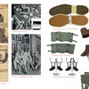 A collage from "Ruhetag, The Day to Day Life of the German Soldier in WWII" by Schiffer Publishing, Ltd. features vintage sock ads, soldiers donning socks, wartime footwear like puttees and ankle boots, plus historic sock illustrations and labels.
