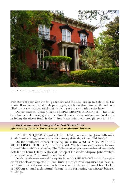 The Self-Guided Tour of Savannah by Schiffer Publishing, Ltd. highlights a red house with a white column, reflecting the historic landmarks often seen on Savannah walking tours.