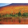 The left side of "Seven Continents" by Schiffer Publishing, Ltd. features a panoramic autumn landscape with a forested hillside and vibrant foliage reflected on a calm lake, scattered trees, and small buildings under a blue sky.
