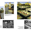 A two-page spread in *Emerging from the Shadows, Vol. II* by Schiffer Publishing, Ltd. showcases six colorful concept art illustrations of California amusement park scenes by women artists, each labeled and credited.