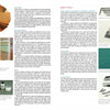 A spread from "Constructing and Covering Boxes" by Schiffer Publishing, Ltd. shows vibrant paper swatches, patterned fabric, rulers, book board, cutting tools, a green mat, and descriptive text about essential box-making materials and tools.