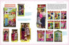 A magazine spread showcases Doll Junk by Schiffer Publishing, Ltd., featuring vintage fashion dolls, The Lawnmistress and Sympathy collections, outfits, Barbie clone clothes, and original packaging arranged on a white background with descriptions.