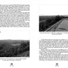 A black-and-white magazine spread for "UFOs Over America" by Schiffer Publishing, Ltd. features three landscape photos of scenic mountain roads and text about driving Route 52, UFO sightings, paranormal conventions, and Pine Bush, NY experiences.