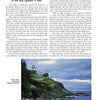 The page from Schiffer Publishing, Ltd.'s "New England Lighthouses" shows a lighthouse atop a rocky hill by the ocean, with waves below and text about the Owls Head Lighthouse rescue in Maine.
