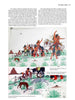 A magazine page features text on Native American art and two paintings, including a larger artwork by Quincy Tahoma, from Schiffer Publishing, Ltd., showing a procession of Indigenous people on horseback in a vivid Santa Fe landscape.