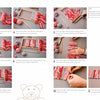 A step-by-step photo tutorial in Weave It! by Schiffer Publishing, Ltd. guides kids through weaving red, pink, and white yarn on a rectangular loom, with illustrated bear faces on the page edges for added fun.
