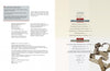 The front matter of Weaving Shaker Rugs by Schiffer Publishing, Ltd. features publication details on the left and a two-part contents page on the right, with a gold pattern inspired by Shaker textiles and reproduction rugs at the bottom right.