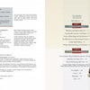 The front matter of Weaving Shaker Rugs by Schiffer Publishing, Ltd. features publication details on the left and a two-part contents page on the right, with a gold pattern inspired by Shaker textiles and reproduction rugs at the bottom right.