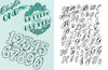 Tattoo Lettering & Banners by Schiffer Publishing, Ltd. features a page with bold, outlined numbers 1–9 and “Chapter ONE” in ornate banner lettering on the left, and the alphabet in a flowing tattoo script on the right.