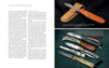 A two-page spread in The Big Book of Knives by Schiffer Publishing, Ltd. shows info on folding knife types with color photos of six models—including a Swiss Army knife and classic German pocket knives—on the right.
