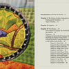 On the left, a detailed Kantha-embroidered bird decorates the "Inspiration Kantha" book by Schiffer Publishing, Ltd.; on the right, a table of contents displays the book's sections and chapters.