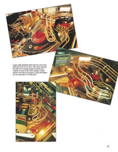 Three angled photos from Pinball Perspectives by Schiffer Publishing, Ltd. display a vivid pinball machine playfield with colorful bumpers, ramps, and metallic rails—showcasing the energetic lights cherished by pinball enthusiasts.