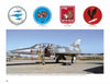 A Marcel Dassault Mirage III aircraft is shown with its cockpit open and maintenance steps in place. Four colorful squadron insignia illustrate its history and developments. Published by Schiffer Publishing, Ltd.