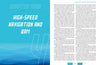 A two-page spread from the Water Jet Shiphandler's Guide by Schiffer Publishing, Ltd.: left page features a blue gradient with "CHAPTER FOUR: HIGH-SPEED NAVIGATION AND BRM" in bold white; right displays two columns and blue page number 63.