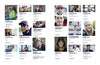 A two-page spread in The Athlete's Cookbook by Schiffer Publishing, Ltd. displays headshots of male and female athletes in a grid, each labeled with their name and profile details; some wear hats or helmets.