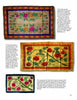 Three vibrant rugs with bold roses and green leaves are displayed, highlighting Maine rug hooking tradition. "Rug Hooking In Maine" by Schiffer Publishing, Ltd. features text and captions around the images, showcasing American decorative arts.