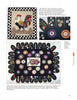 A page from *Hooked Rugs of The Deep South* by Schiffer Publishing, Ltd. features three Southern folk art textiles: a rooster mat on a checkerboard, two round floral hooked rugs, and a large embroidered woolen flower mat, each with captions.