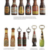 Schiffer Publishing, Ltd.'s "Advertising Openers" showcases vintage beer bottles and classic beer advertising openers, arranged in two rows against a white background, with bottles on top and openers and more bottles below.