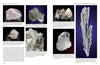 The "Minerals of the Grenville Province" by Schiffer Publishing, Ltd. displays seven varied mineral specimens, each set against blue or black backgrounds and curated by the Canadian Museum of Nature to highlight diverse shapes, colors, and textures.