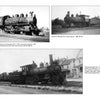 Three black-and-white photos from *Tuckerton, New Jersey, and Surrounding Areas* by Schiffer Publishing, Ltd. show vintage steam locomotives on tracks near buildings—ideal for postcard collectors or seaport history enthusiasts.