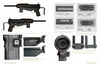 Two pages from Schiffer Publishing Ltd.'s "The US M3/M3A1 Submachine Gun" show side views, mechanical parts, internal mechanisms, and disassembled components of the WWII submachine gun, with photos, diagrams, and captions.