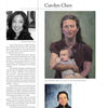 A magazine page highlights artist Carolyn Chen from Schiffer Publishing Ltd.'s "100 Artists of the Brandywine Valley," featuring her portrait, biography, and two Pennsylvania-inspired paintings: a woman with a baby and a woman with glasses.