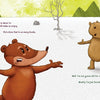 An illustration from "Untitled" by Schiffer Publishing, Ltd. features a frustrated coatimundi and a calm capybara in snow by a barren tree and hills, with dialogue above them that hints at a playful story.