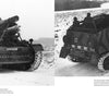 Two black-and-white photos from Schiffer Publishing, Ltd. show WWII German Hummel and Nashorn/Hornisse self-propelled artillery on snowy terrain, with visible tracks, soldiers onboard, and camouflaged exteriors—one vehicle front, one rear view.