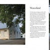 A long, white stone meetinghouse with a metal roof and open door stands among trees—an image typical of Old Order Mennonites in Lancaster County, featured in "Plain Meetinghouses" by Schiffer Publishing, Ltd.