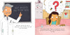 A teacher stands by a chalkboard with “Space projects due in one week.” Nearby, Geraldine from Schiffer Publishing’s "Geraldine and the Space Bees" invents at a table, thinking about ways kids can help save the bees.