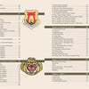 Yankee Air Pirates by Schiffer Publishing, Ltd. features a table of contents with military units and chapters, plus six vibrant USAF insignia patches for collectors, all showcased on a tan background.